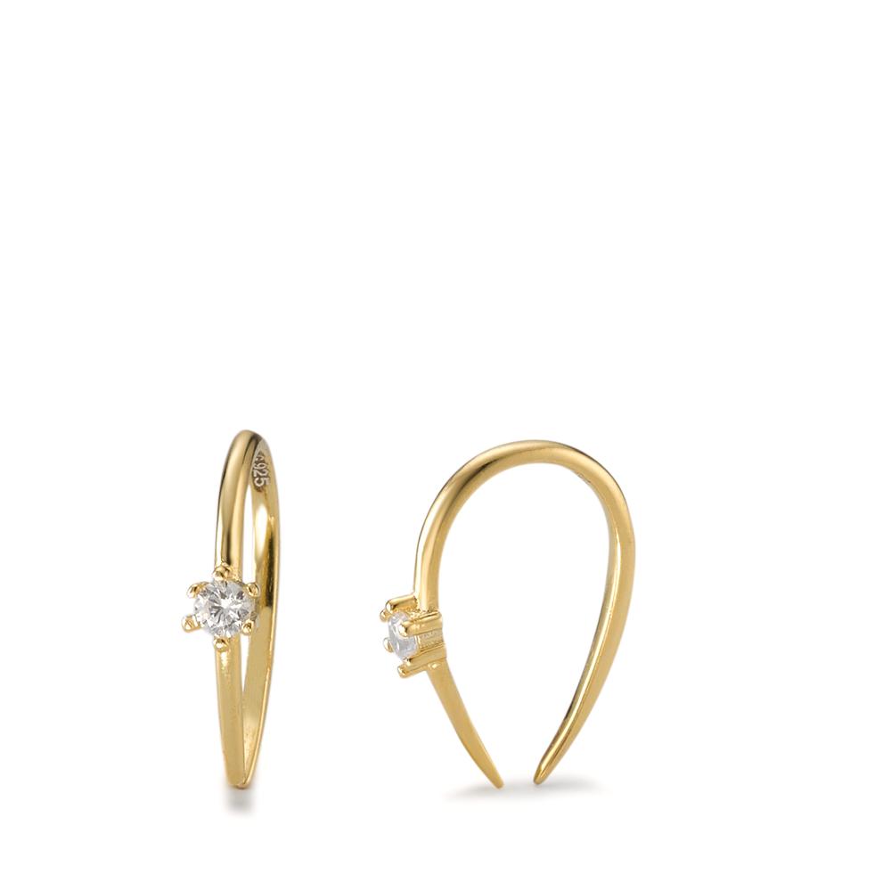 Boucles d'oreilles Argent Zircone 2 Pierres jaune Plaqué or-594444