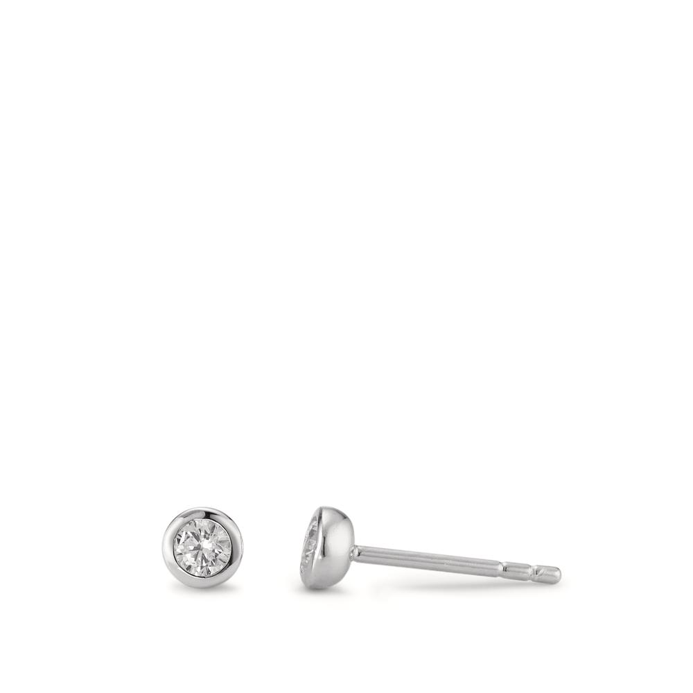 Ohrstecker Silber Zirkonia 2 Steine rhodiniert Ø4 mm-594445