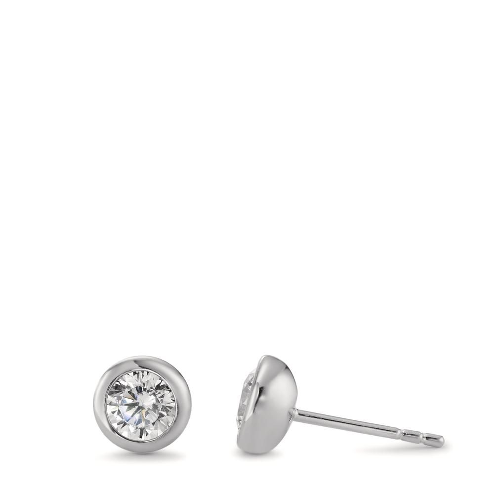 Clous d'oreilles Argent Zircone 2 Pierres Rhodié Ø7 mm-594460