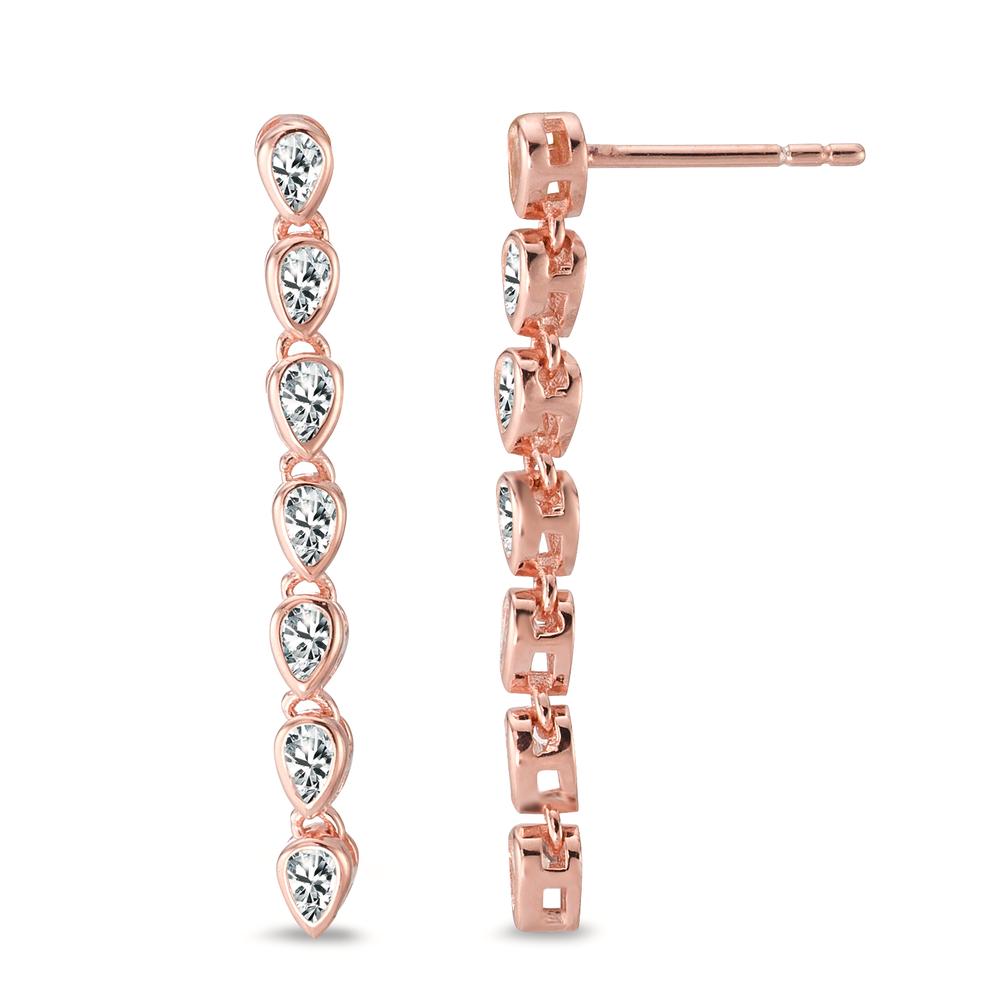 Pendant d'oreilles Argent Zircone 14 Pierres rosé Plaqué or-594479