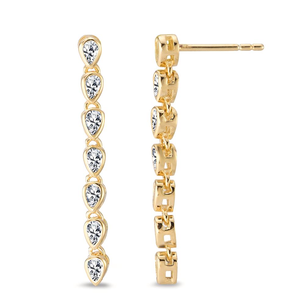 Pendant d'oreilles Argent Zircone 14 Pierres jaune Plaqué or-594480