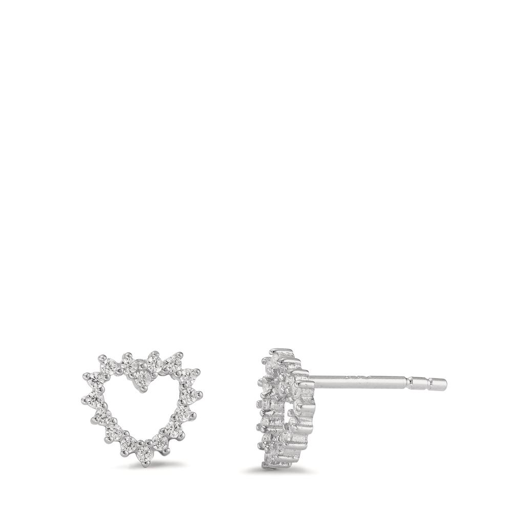 Clous d'oreilles Argent Zircone Rhodié Coeur Ø8 mm-594481