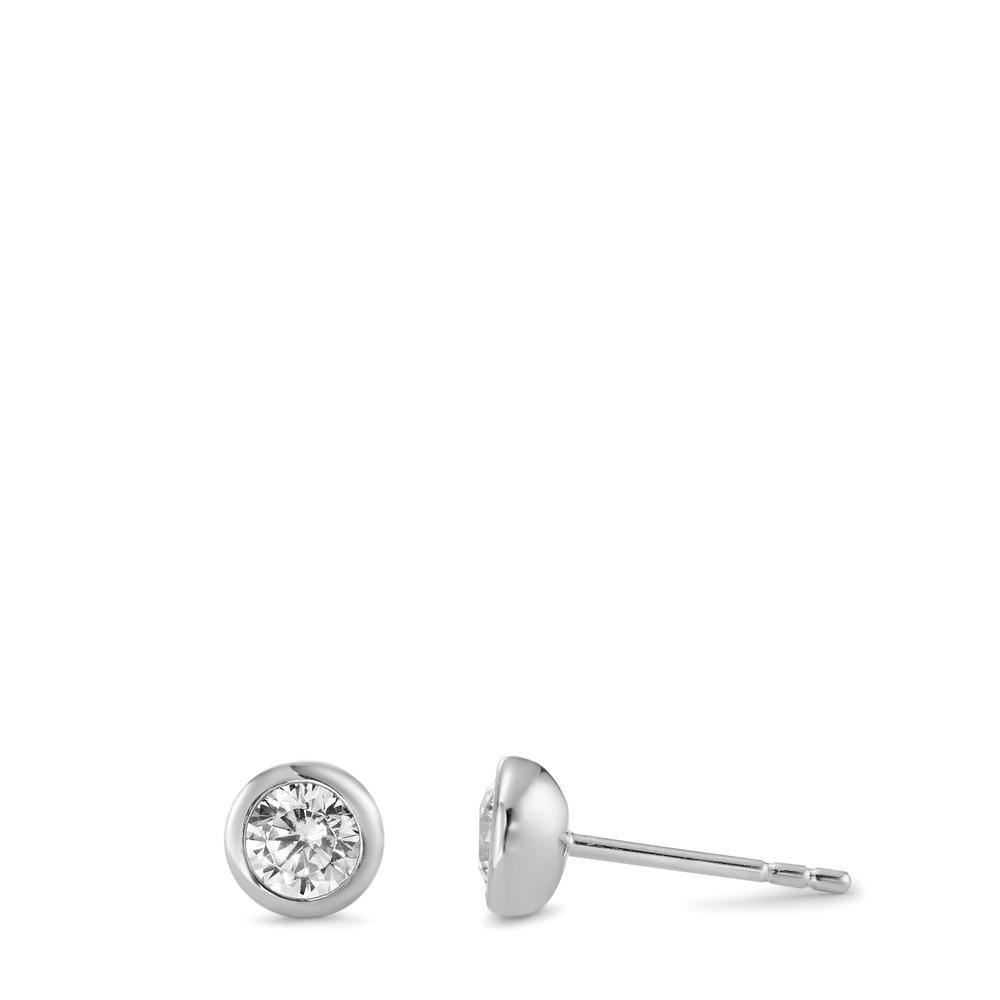 Ohrstecker Silber Zirkonia 2 Steine rhodiniert Ø5.5 mm-594484