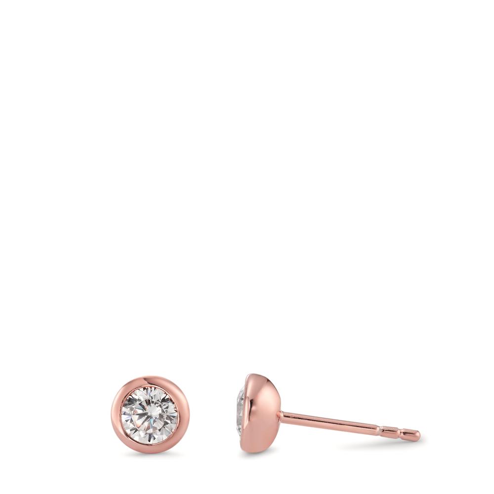 Ohrstecker Silber Zirkonia 2 Steine rosé vergoldet Ø5.5 mm-594485