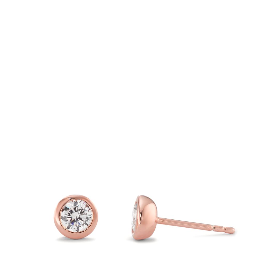 Clous d'oreilles Argent Zircone 2 Pierres Plaqué or Ø6 mm-594494