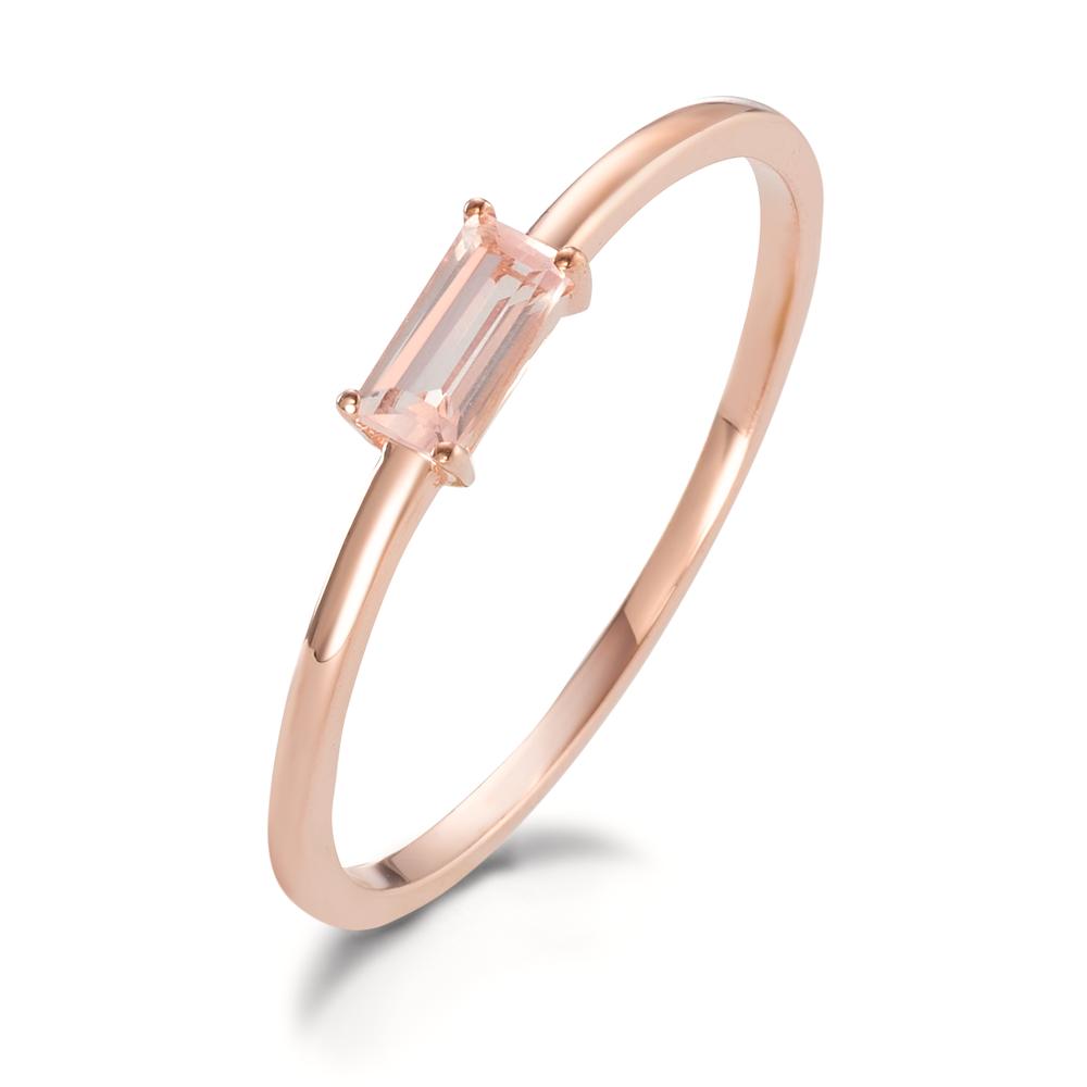 Bague solitaire Or rose 9K Quartz rose baguette-594638