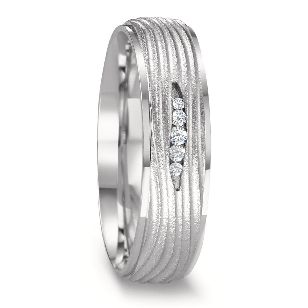 Alliance Or blanc 18K Diamant 0.045 ct, 5 Pierres, w-si-594715