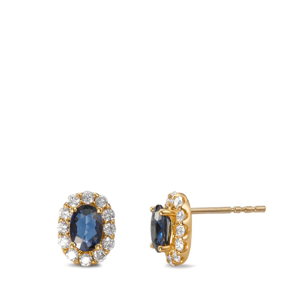 Clous d'oreilles Or jaune 18K Saphir 13 Pierres-594742