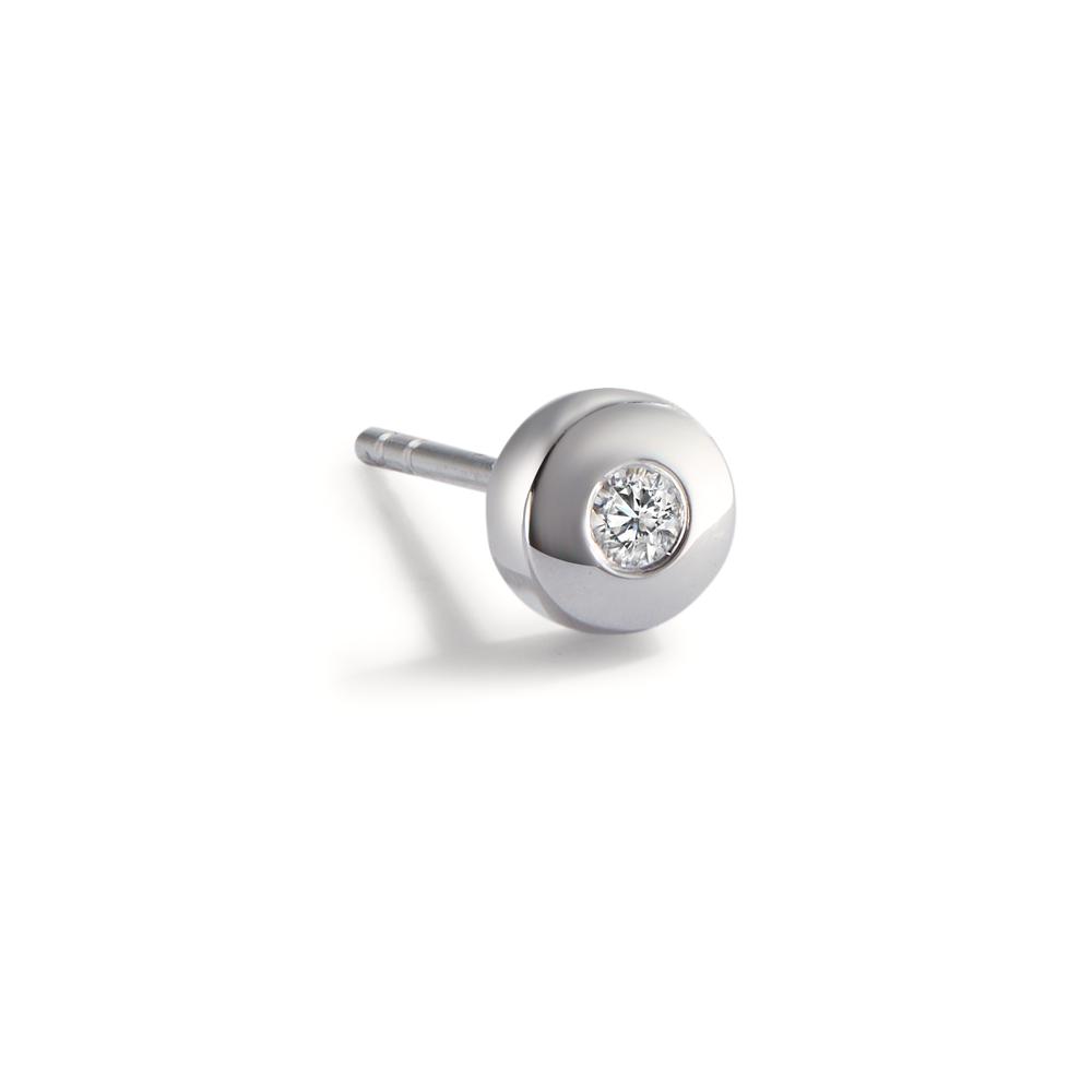 Clous d'oreille à l'unité Or blanc 18K Diamant 0.03 ct, w-si Ø4.5 mm-594785