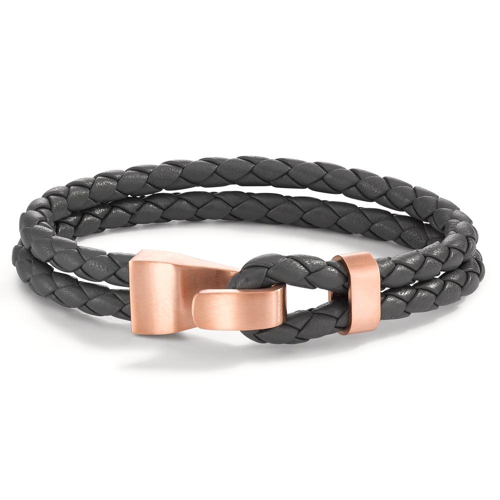Bracelet Cuir, Acier inoxydable rosé PVD 19 cm-594789