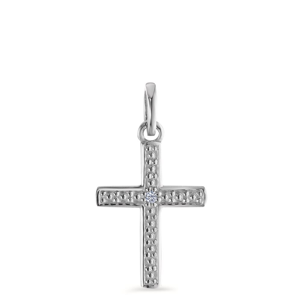 Pendentif Or blanc 9K Diamant 0.005 ct, brillant, p1 Croix-594847