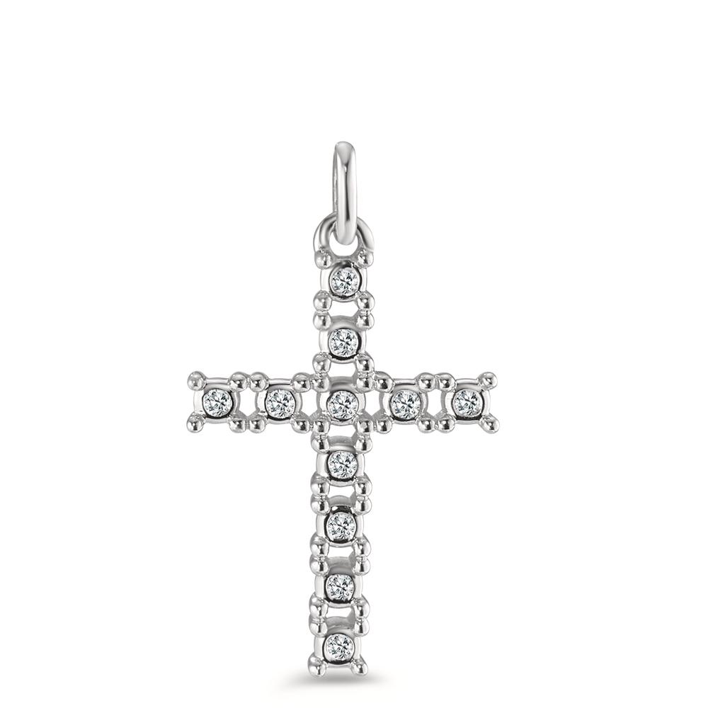 Pendentif Or blanc 9K Diamant 0.045 ct, 11 Pierres, brillant, p1 Croix-594848