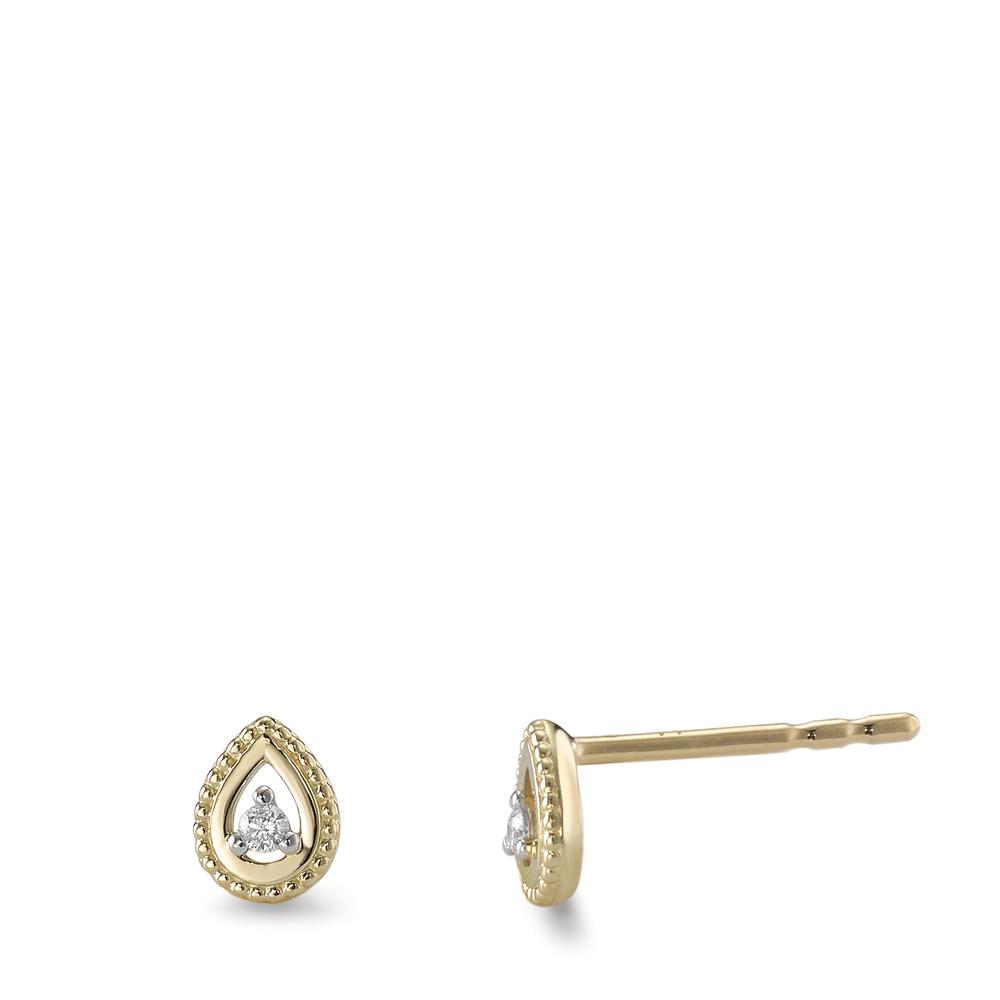 Clous d'oreilles Or jaune 9K Diamant 0.02 ct, 2 Pierres, brillant, p1 Ø4.5 mm-594854