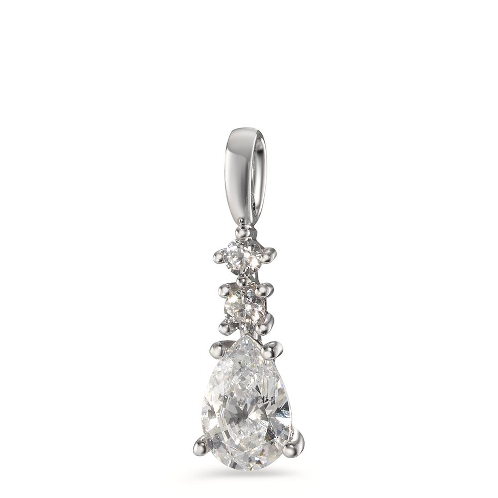 Pendentif Or blanc 9K Zircone 3 Pierres-594856