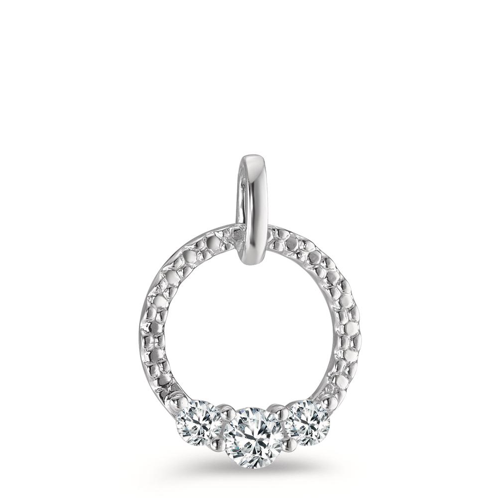 Pendentif Or blanc 9K Zircone 3 Pierres Ø11 mm-594858