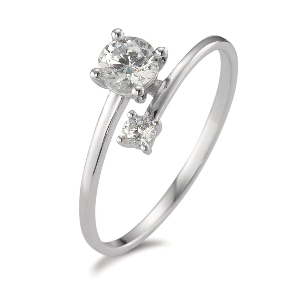 Bague Or blanc 9K Zircone 2 Pierres-594860