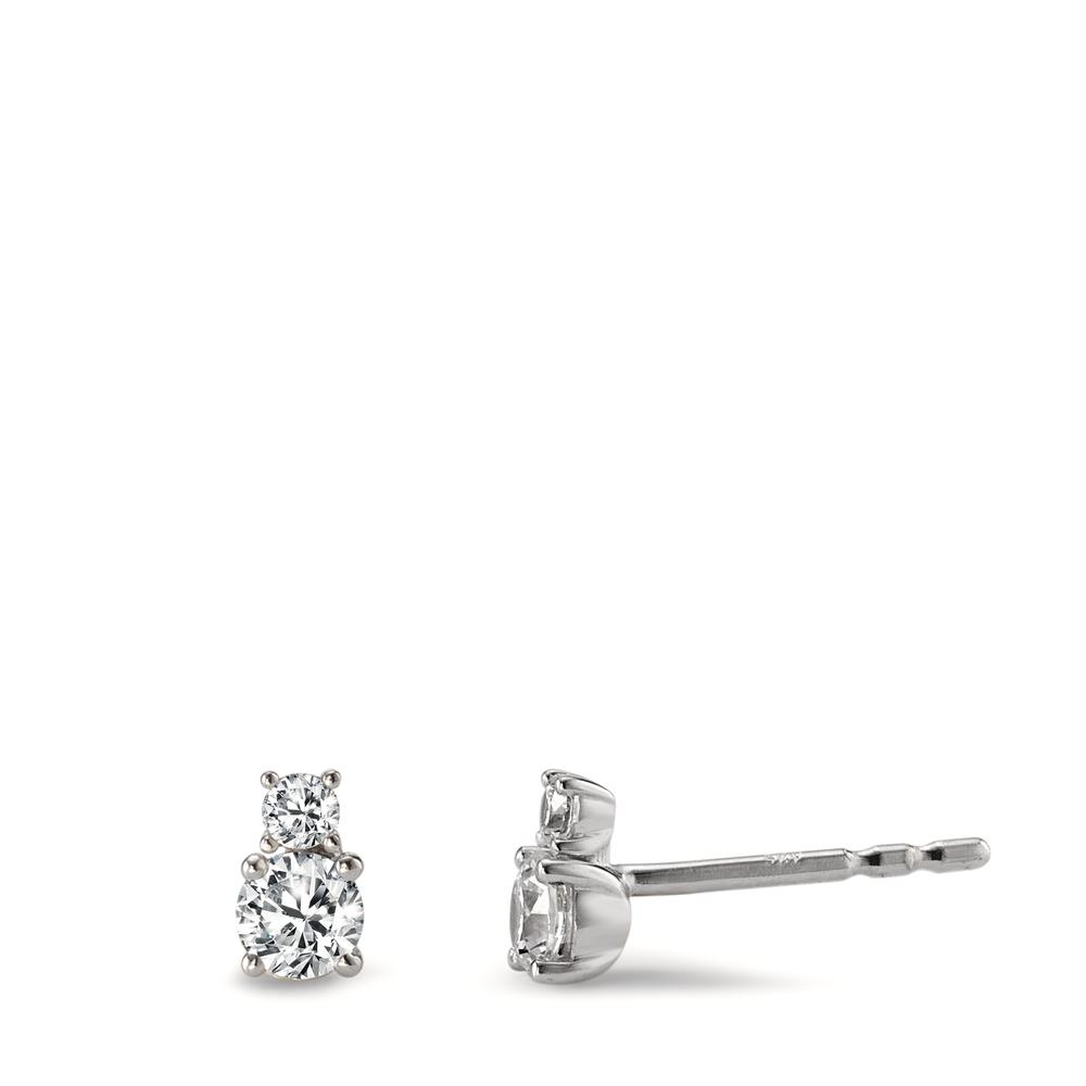 Clous d'oreilles Or blanc 9K Zircone 4 Pierres-594862