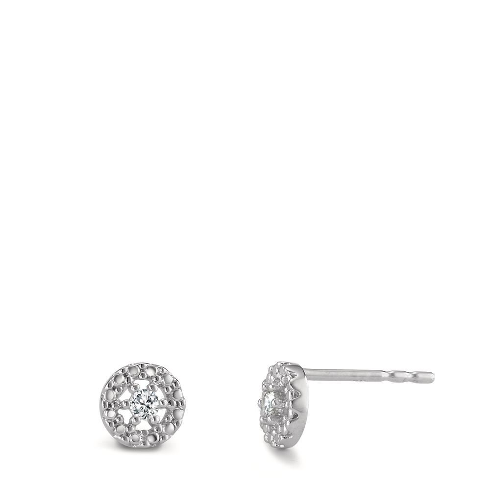 Clous d'oreilles Or blanc 9K Zircone 2 Pierres Ø5.5 mm-594865