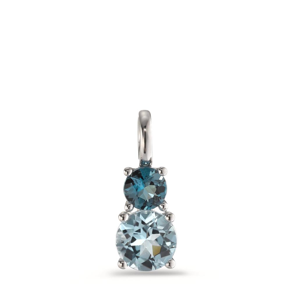 Pendentif Or blanc 9K Topaze London Blue 2 Pierres-594873