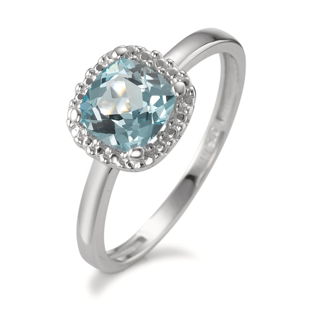 Bague Or blanc 9K Topaze bleu-594875