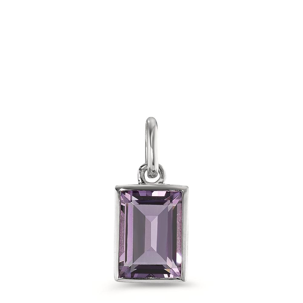 Pendentif Or blanc 9K Améthyste baguette-594886