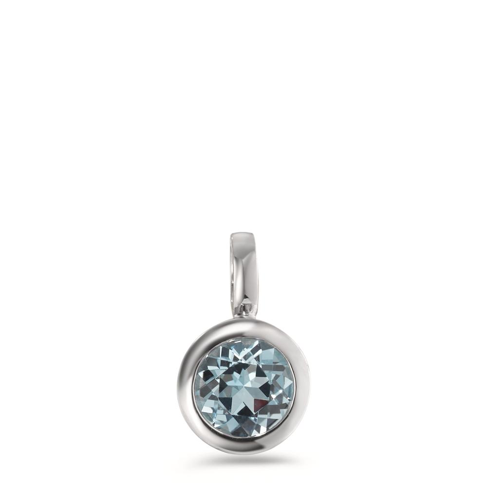 Pendentif Or blanc 9K Topaze bleu Ø6.5 mm-594887