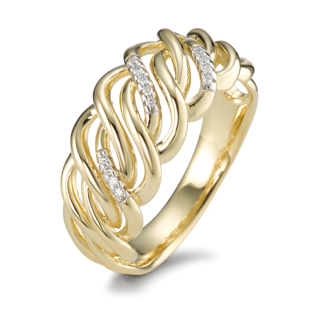 Bague Or jaune 9K Diamant 0.04 ct, 13 Pierres, brillant, w-si Bicolore-594892