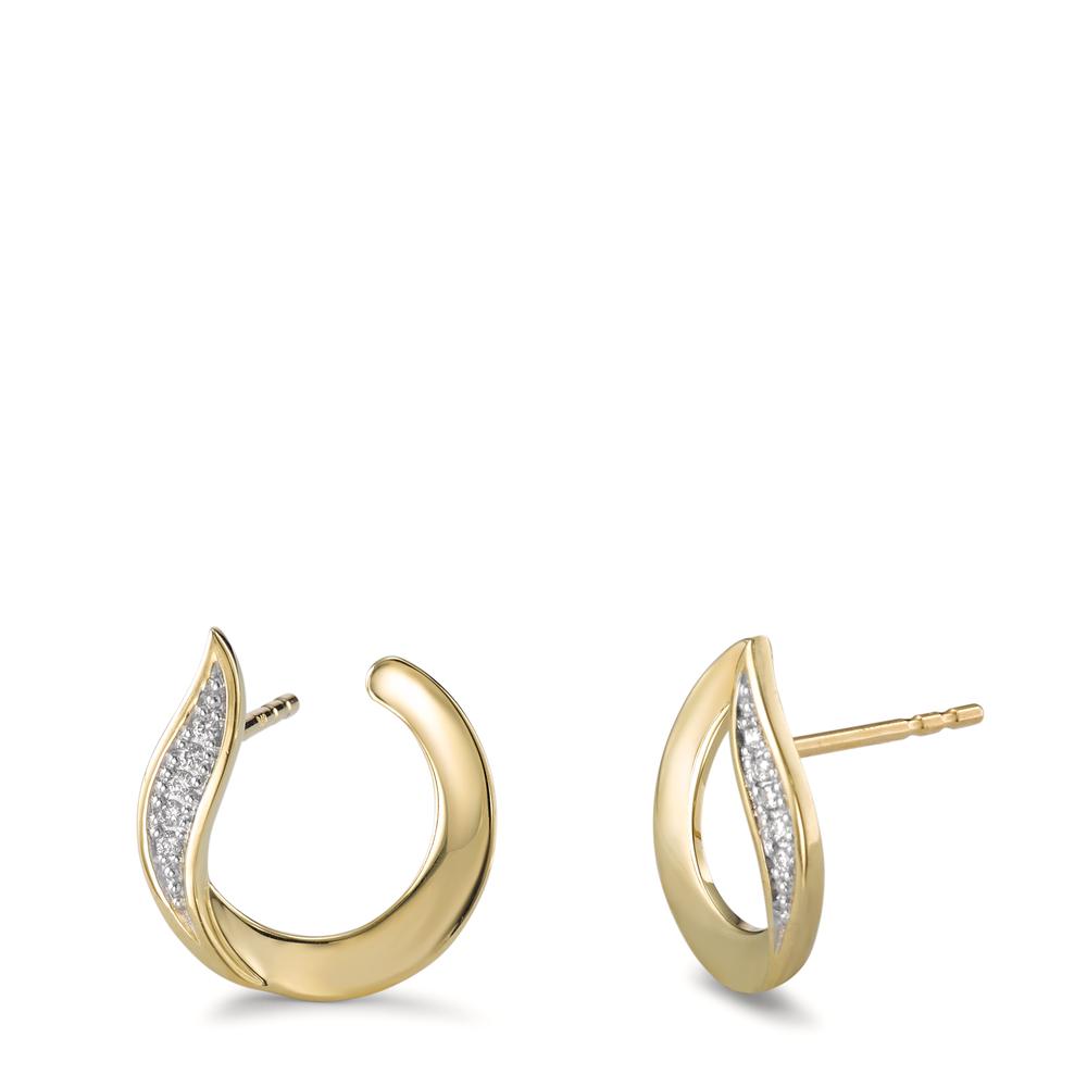 Clous d'oreilles Or jaune 9K Diamant 0.05 ct, 10 Pierres, brillant, w-si Bicolore Ø13.5 mm-594896