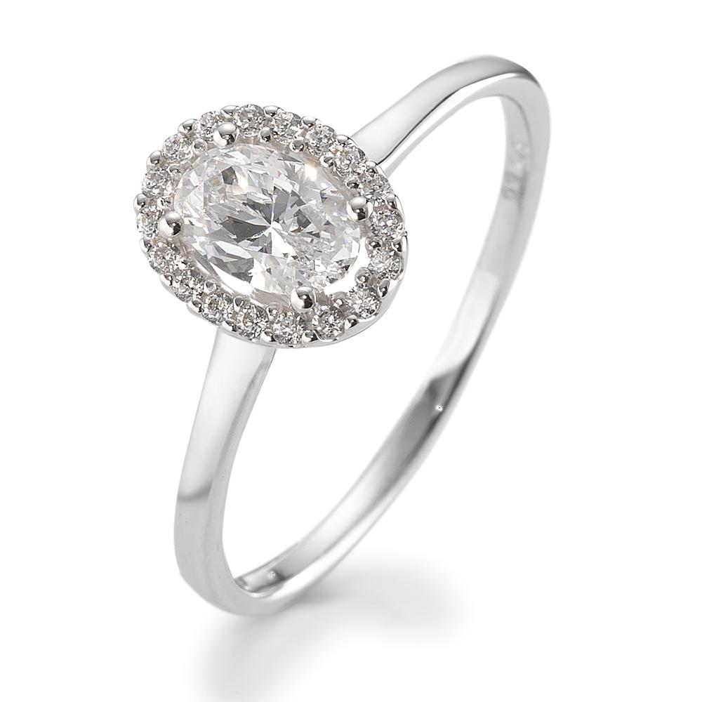 Bague solitaire Or blanc 9K Zircone-594897
