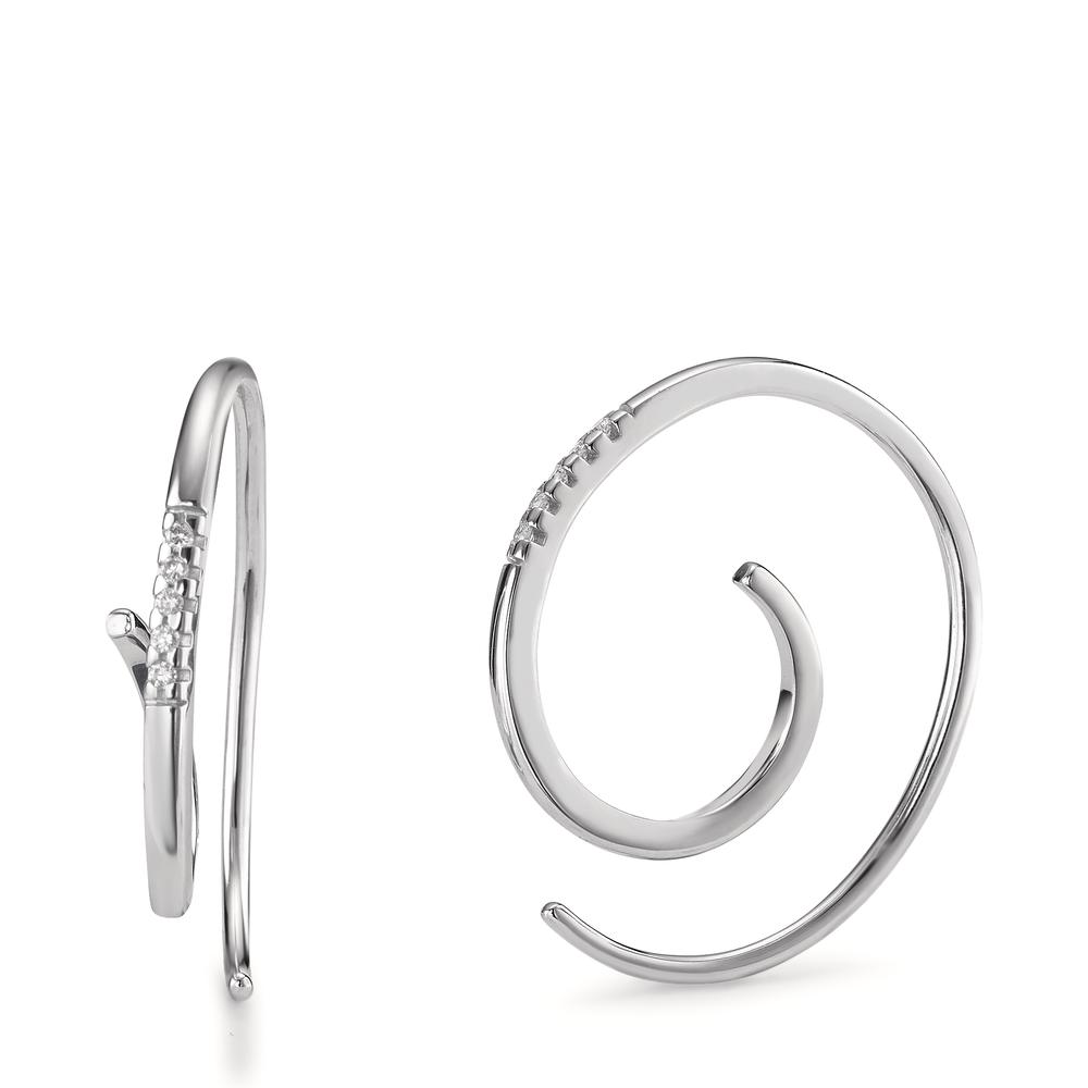 Boucles d'oreilles Or blanc 9K Diamant blanc, 0.04 ct, 10 Pierres, brillant, w-si Ø18 mm-594900