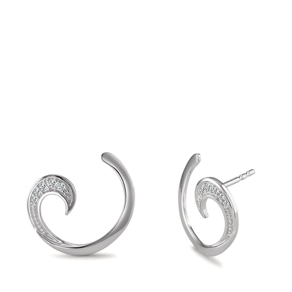 Boucles d'oreilles Or blanc 9K Diamant blanc, 0.06 ct, 10 Pierres, brillant, w-si Ø16 mm-594901