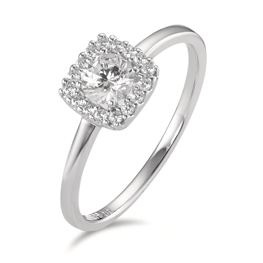 Bague solitaire Or blanc 9K Zircone-594905