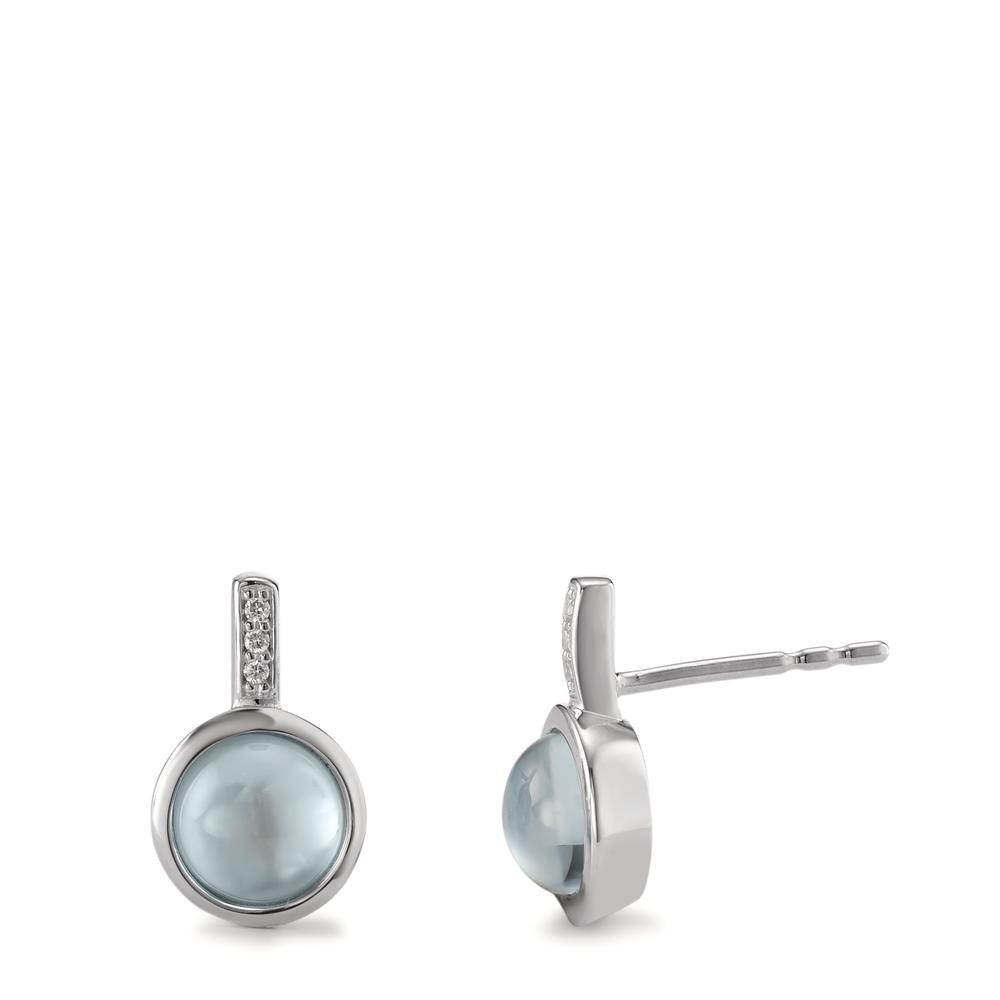 Clous d'oreilles Or blanc 9K Diamant 0.02 ct, 8 Pierres, brillant, w-si Ø7.5 mm-594911