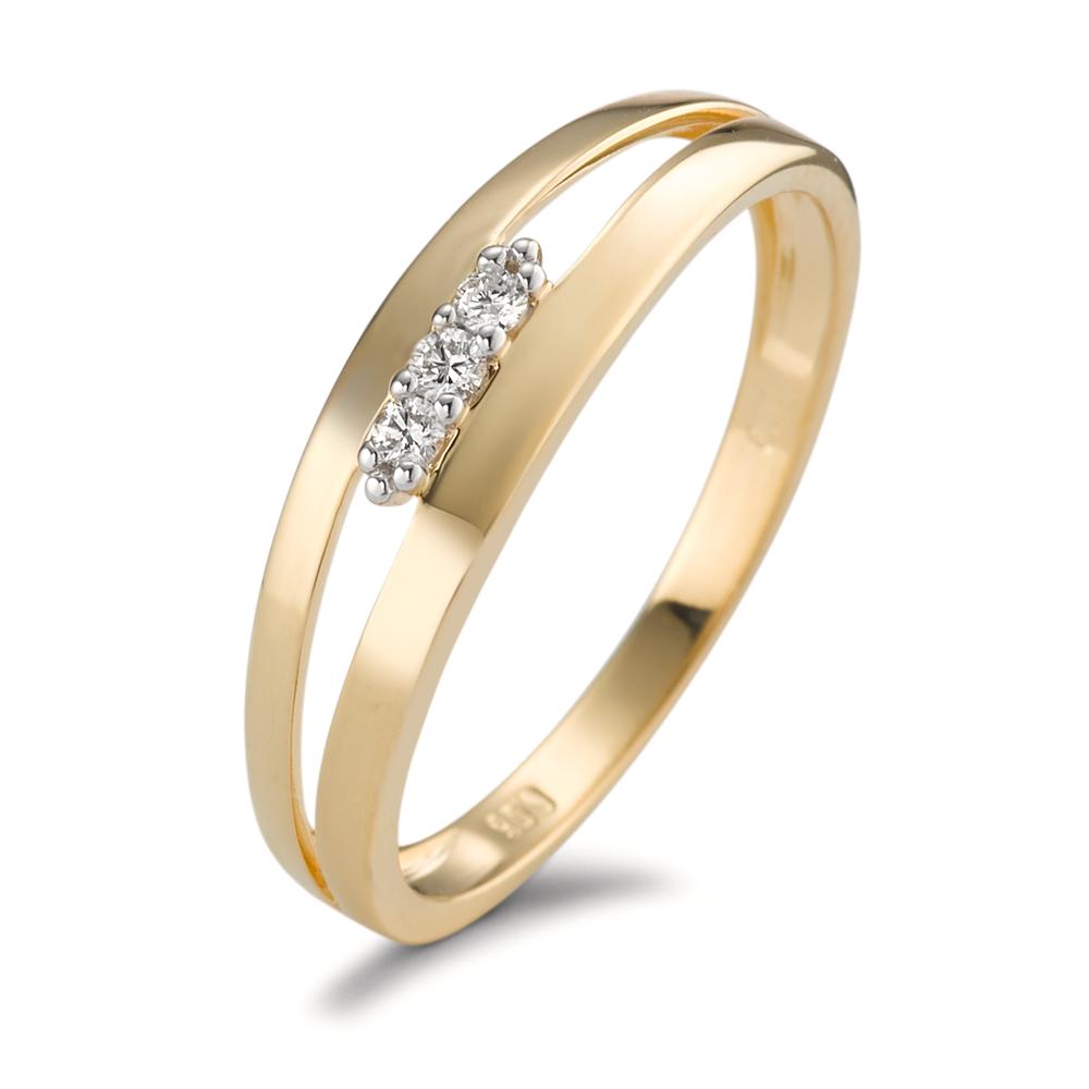 Bague Or jaune 18K Diamant 0.05 ct, 3 Pierres, brillant, w-si-594918