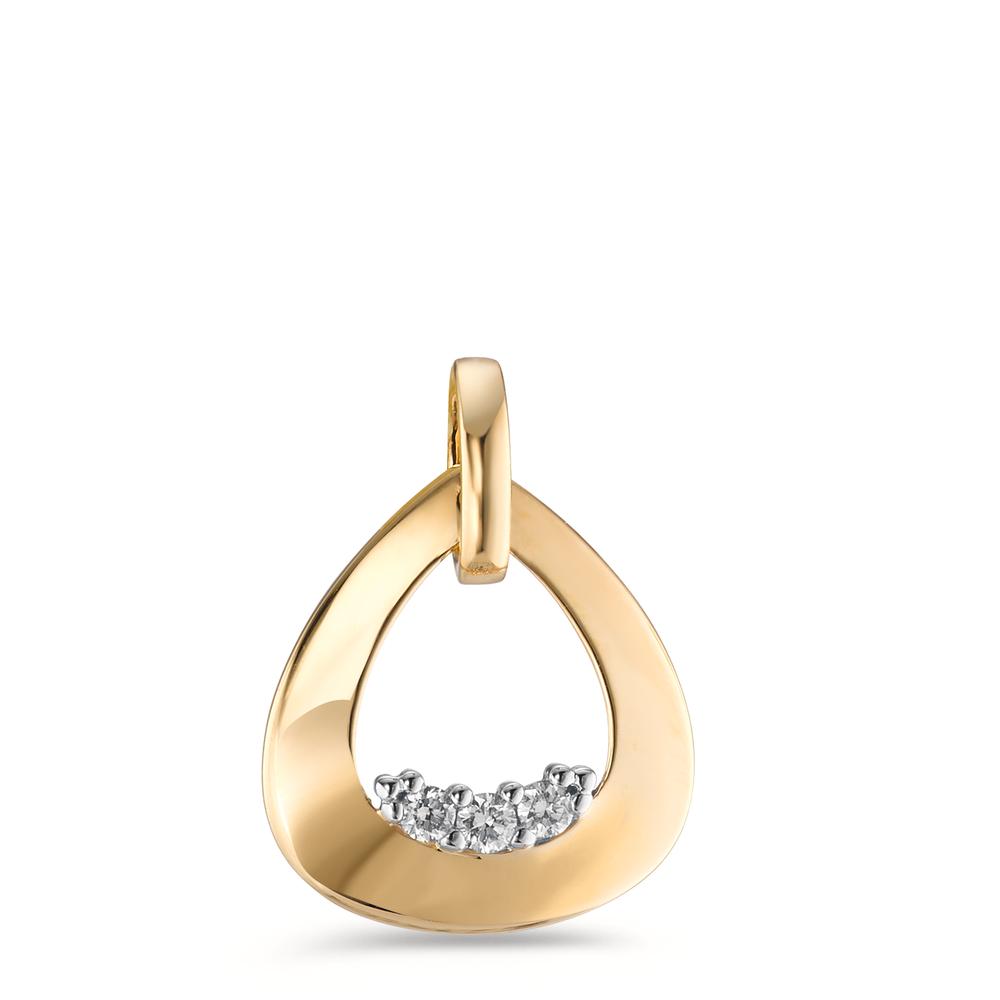 Pendentif Or jaune 18K Diamant 0.05 ct, 3 Pierres, brillant, w-si Bicolore-594919