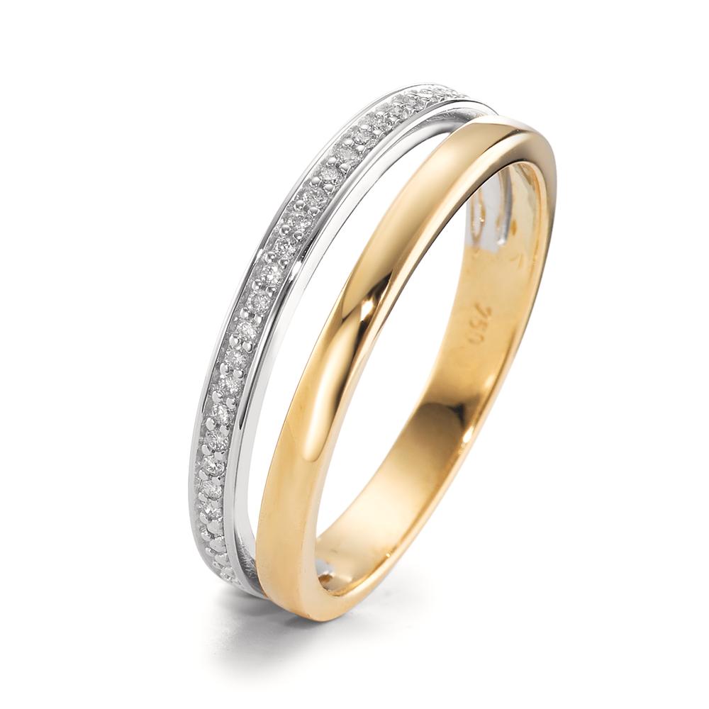 Bague Or jaune 18K, Or blanc 18K Diamant 0.08 ct, 21 Pierres, brillant, w-si-594935