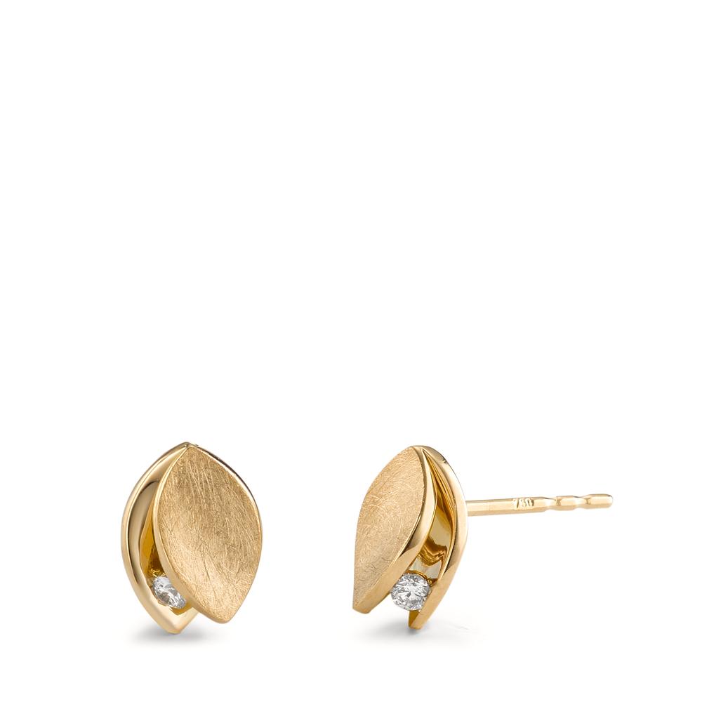Clous d'oreilles Or jaune 18K Diamant 0.07 ct, 2 Pierres, brillant, w-si-594947