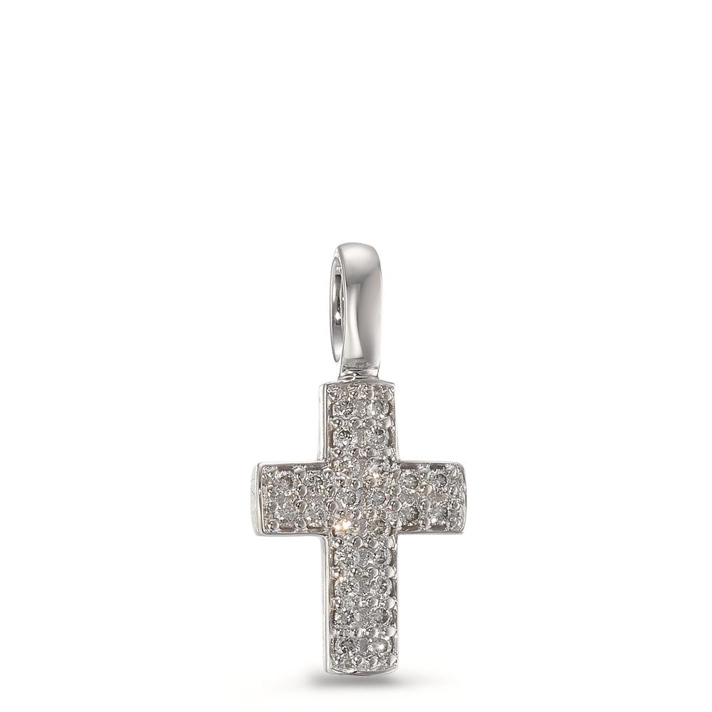 Pendentif Or blanc 18K Diamant 0.08 ct, 26 Pierres, brillant, w-si Croix-594951
