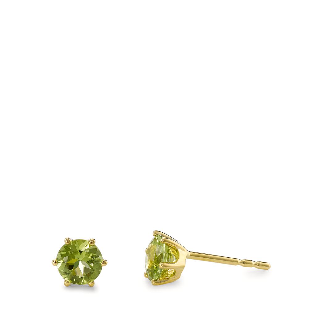 Clous d'oreilles Or jaune 18K Péridot 2 Pierres Ø5 mm-594975