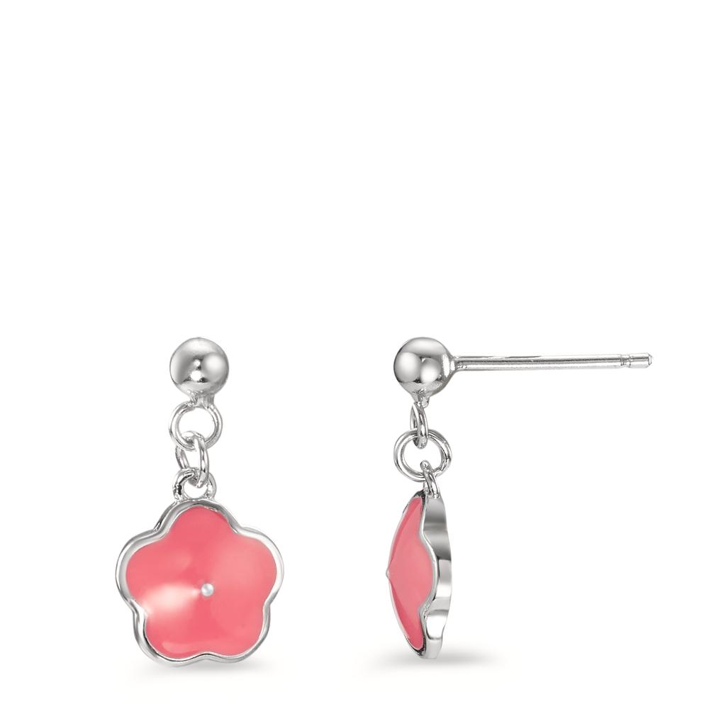 Pendant d'oreilles Argent Rhodié Fleur Ø8 mm-595042