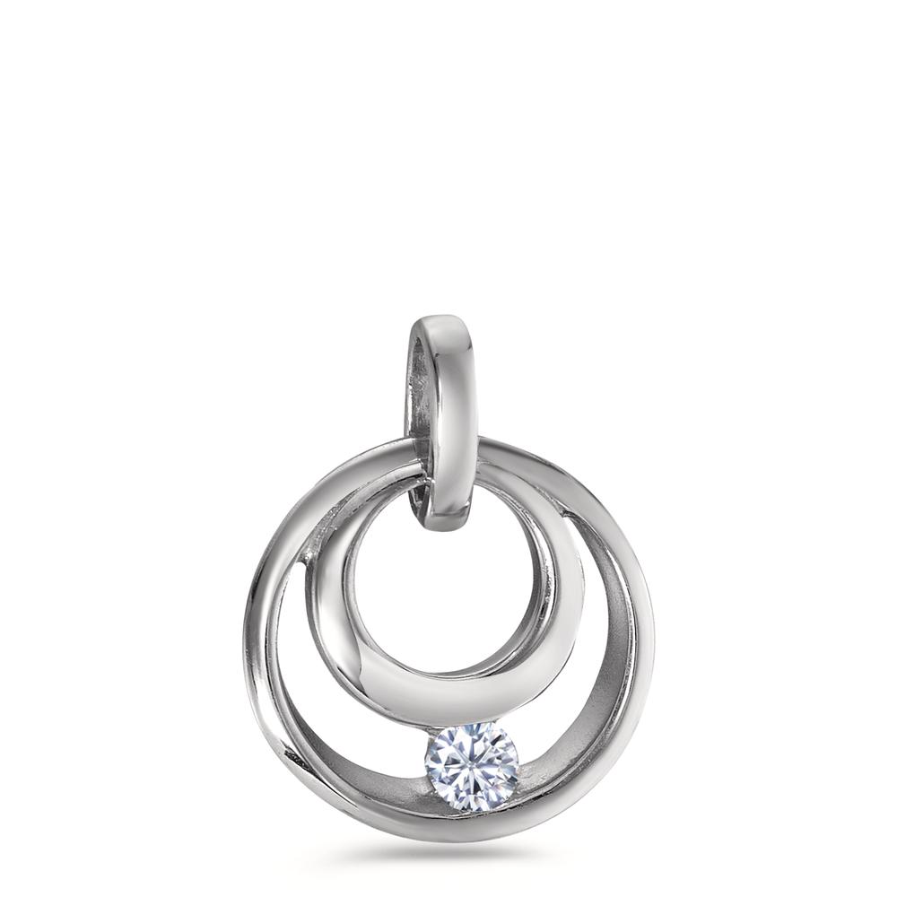 Pendentif Or blanc 9K Zircone Ø11 mm-595055