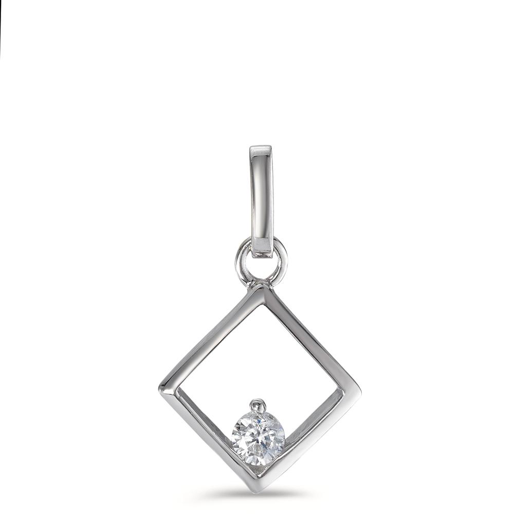 Pendentif Or blanc 9K Zircone Ø10 mm-595058