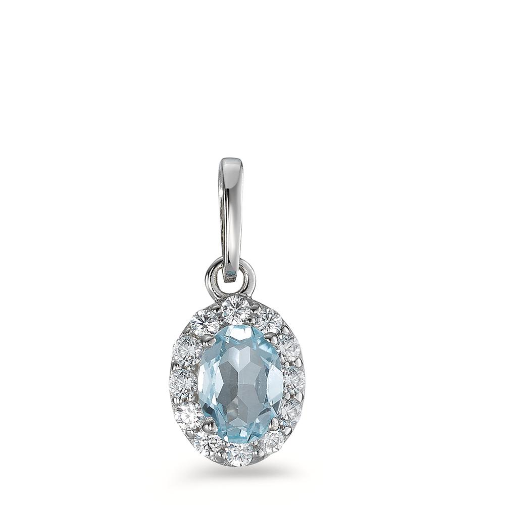 Pendentif Or blanc 9K Topaze bleu-595061