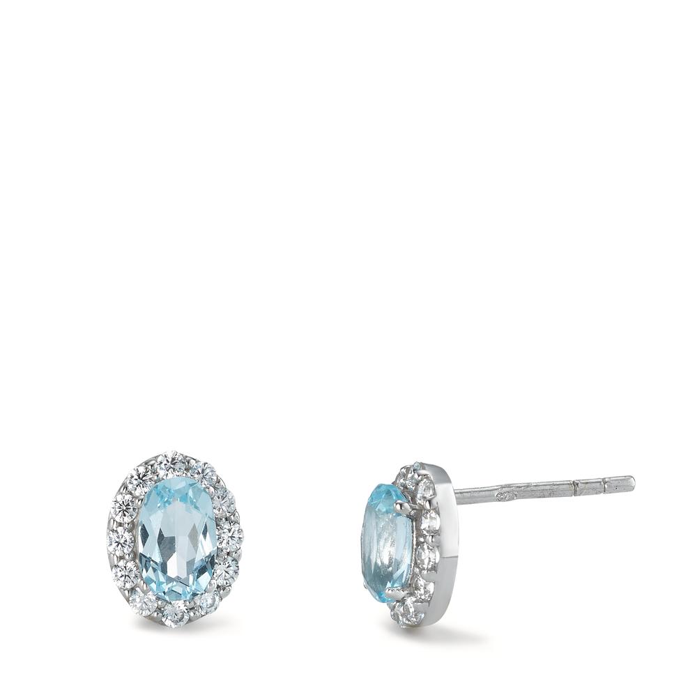 Clous d'oreilles Or blanc 9K Topaze bleu-595062