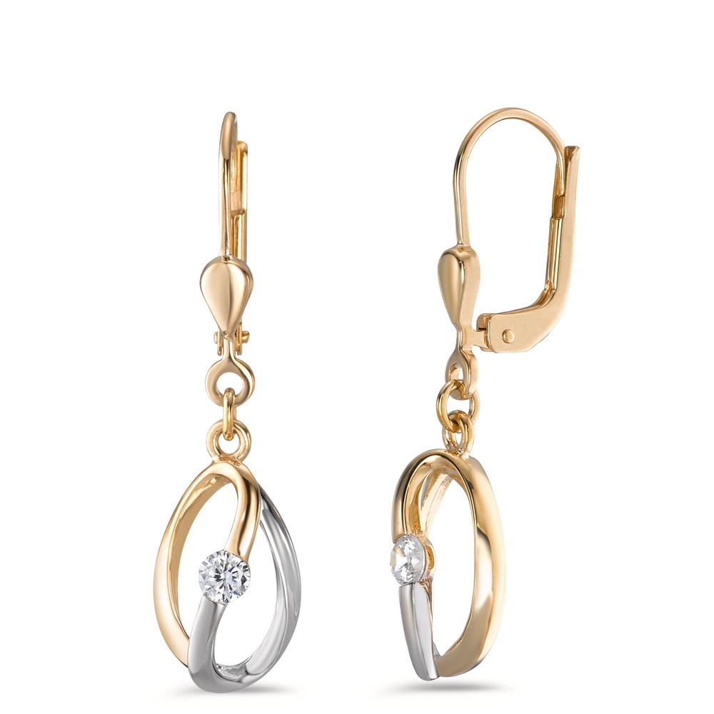 Pendant d'oreilles Or jaune 9K Zircone 2 Pierres Bicolore-595066