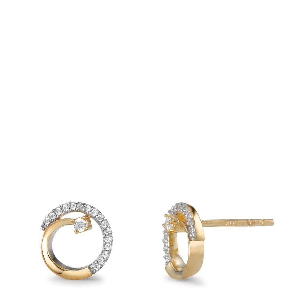 Clous d'oreilles Or jaune 9K Zircone 34 Pierres Ø9 mm-595067