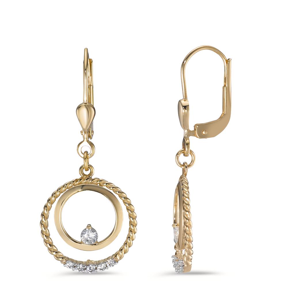 Pendant d'oreilles Or jaune 9K Zircone 12 Pierres Ø15 mm-595072