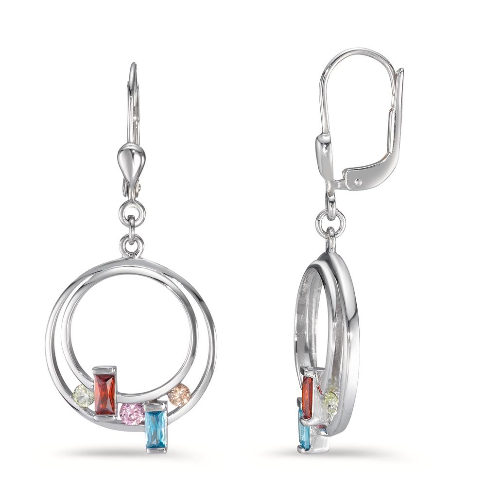 Pendant d'oreilles Argent Zircone coloré Rhodié Ø17 mm-595086