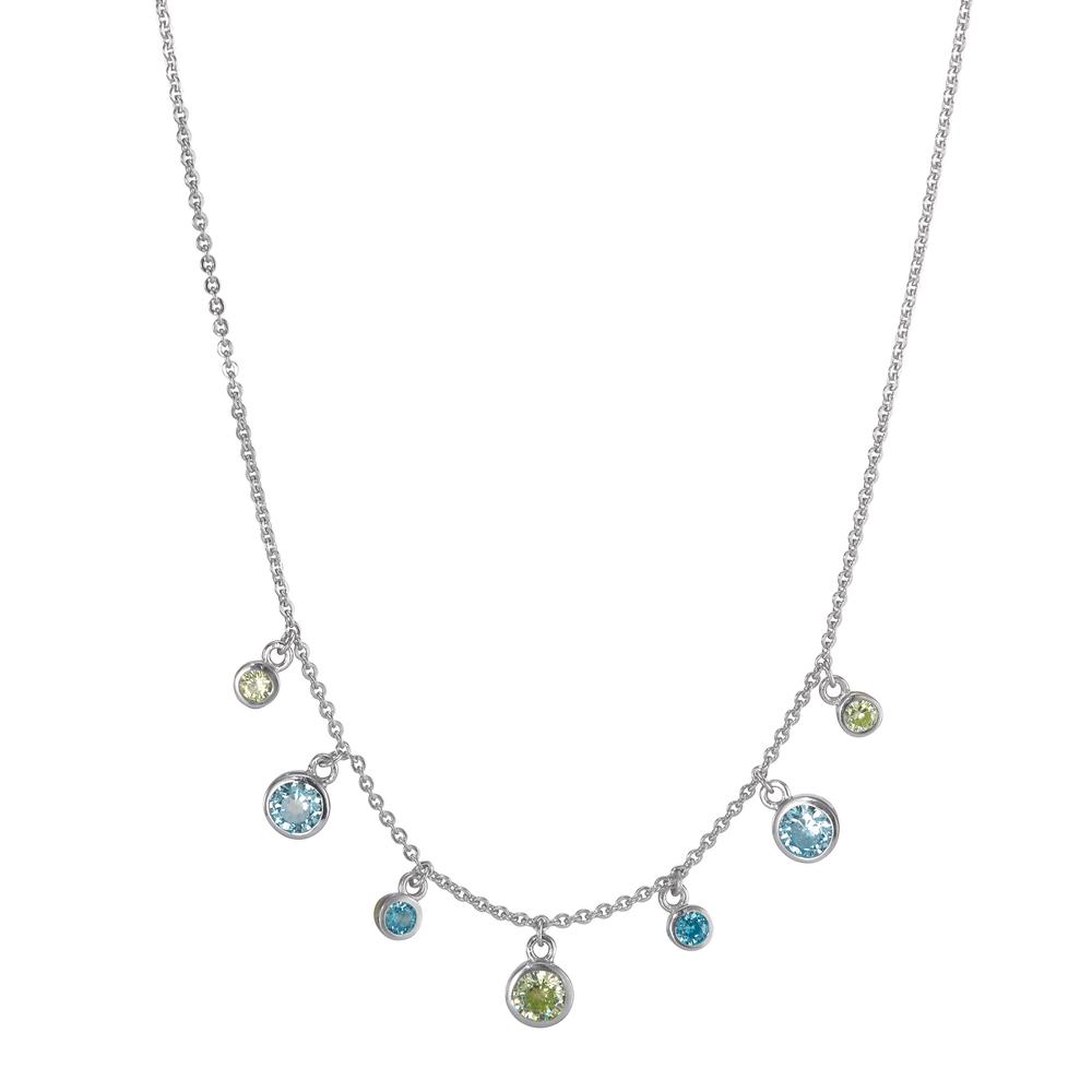 Collier Argent Zircone coloré, 7 Pierres Rhodié 40-42 cm-595094