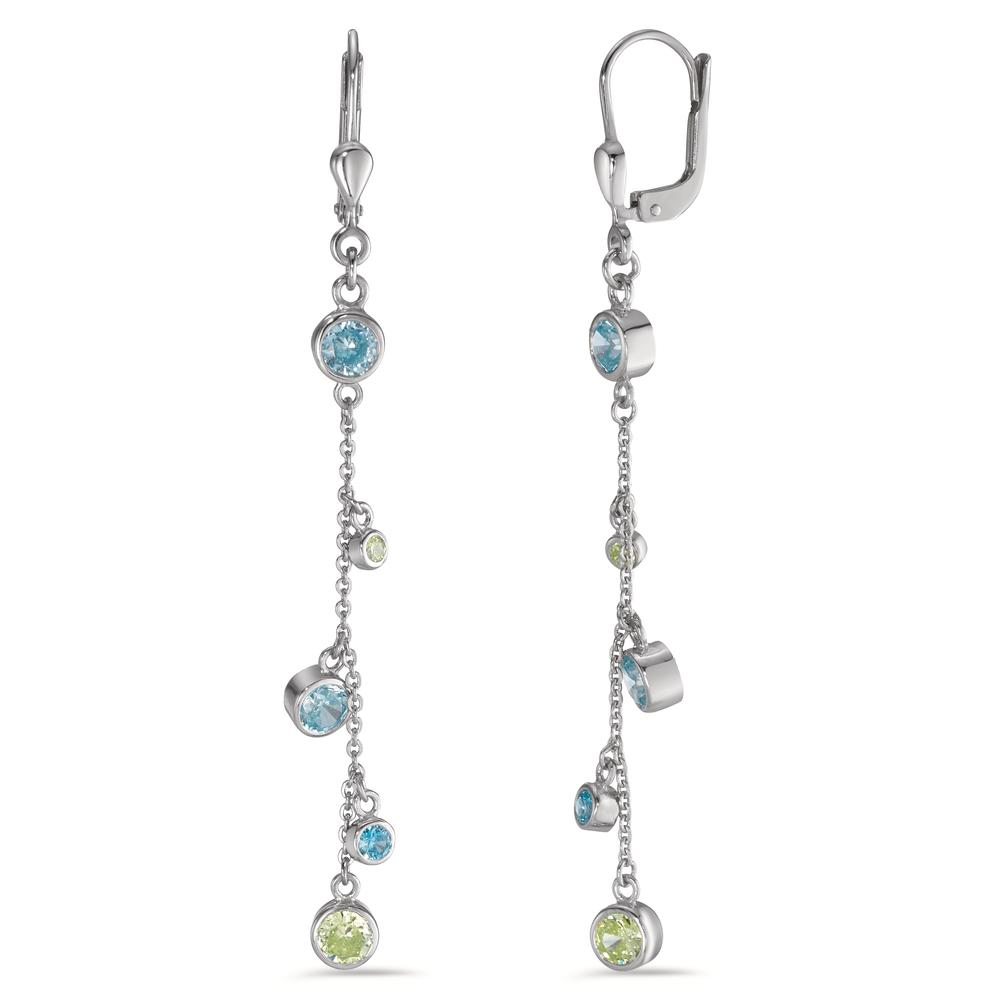 Pendant d'oreilles Argent Zircone coloré, 10 Pierres Rhodié-595095